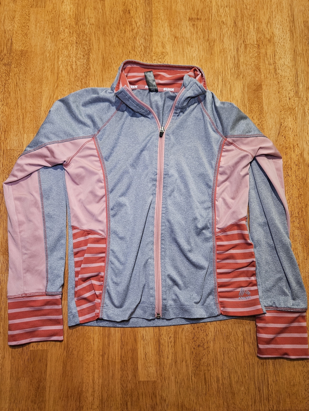RBX Girls Light Grey and Pink Full-Zip Hooded Jacket